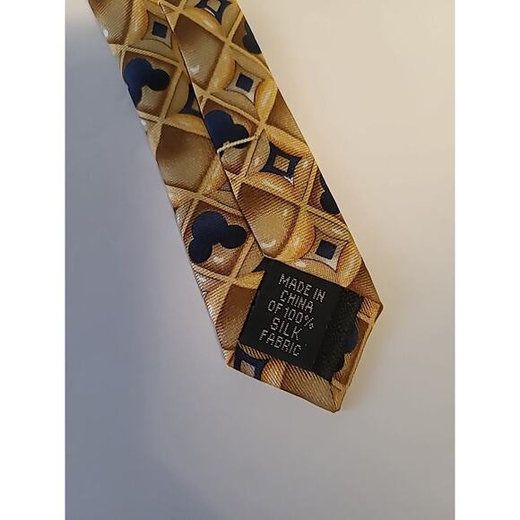 Walt Disney World Gold & Blue Mickey Mouse Heads Silk Tie Classic Length 60" - Picture 5 of 5